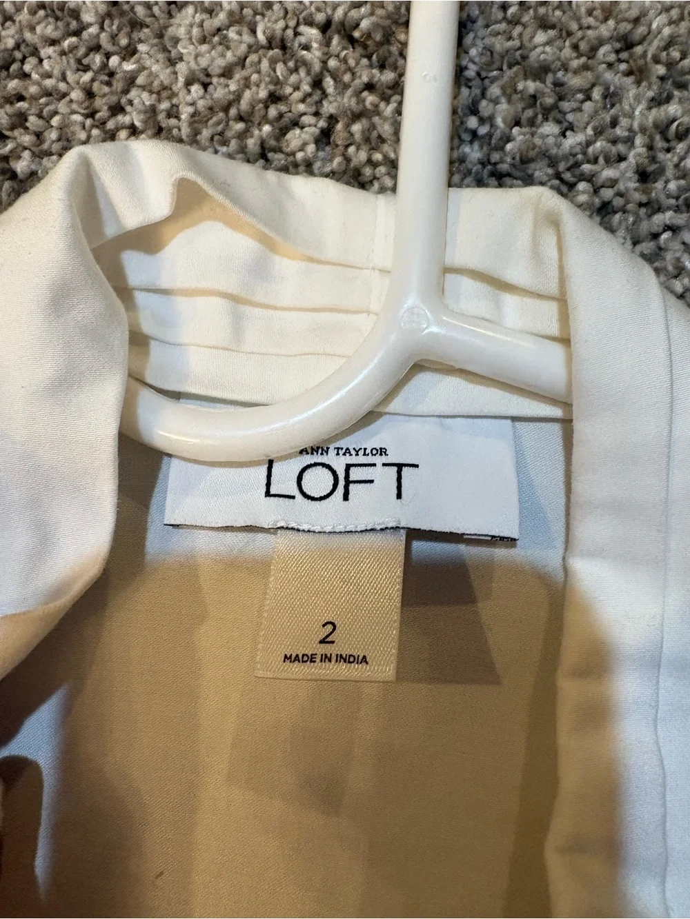 LOFT Cream Ruffle Front Button-Down Blouse - Picture 2 of 3